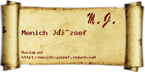 Menich József névjegykártya