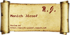 Menich József névjegykártya